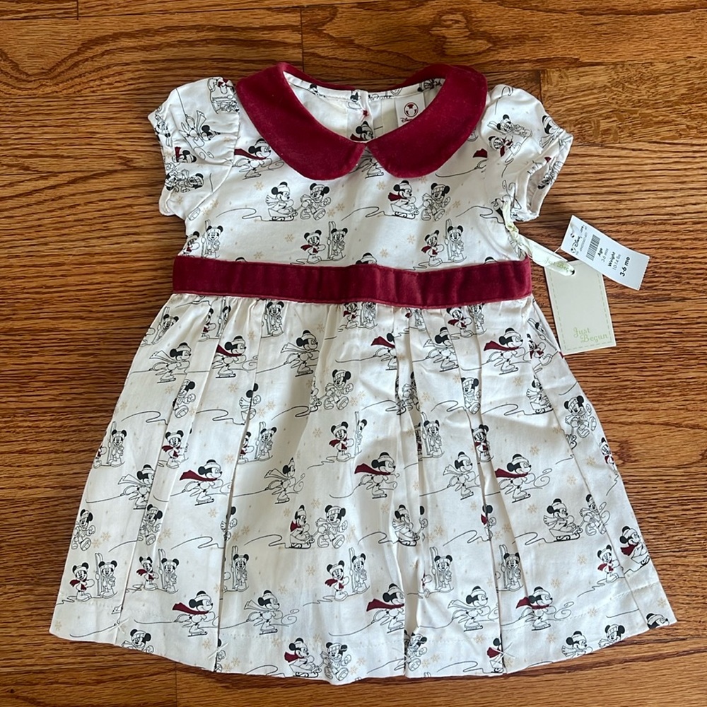 DISNEY Dress Just Begun- Mickey Miney Layered- Matching Bloomers 3-6 Mo NEW Tags